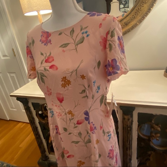 2/$60 Pendleton Pretty Pink Floral Silk Long Dress size 12 NWT NEW - Picture 4 of 6